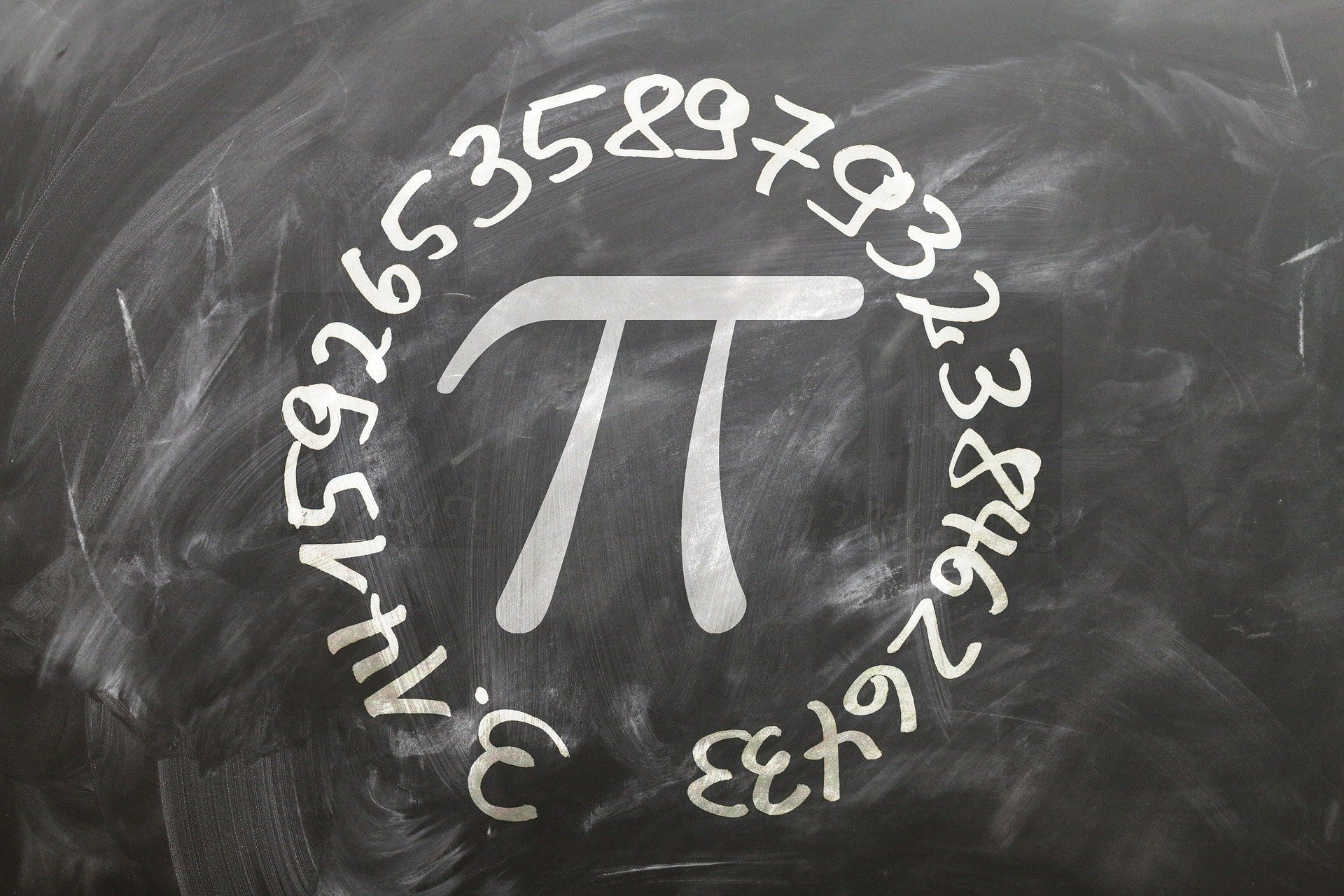 pi symbol and numbers on a blackboard