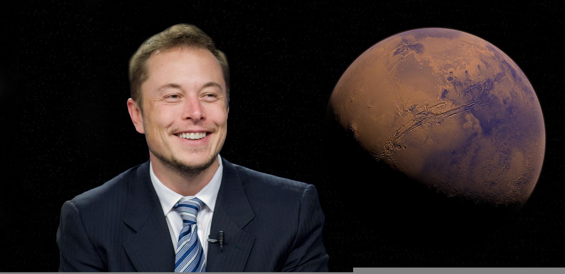 image showing elon musk and the planet Mars