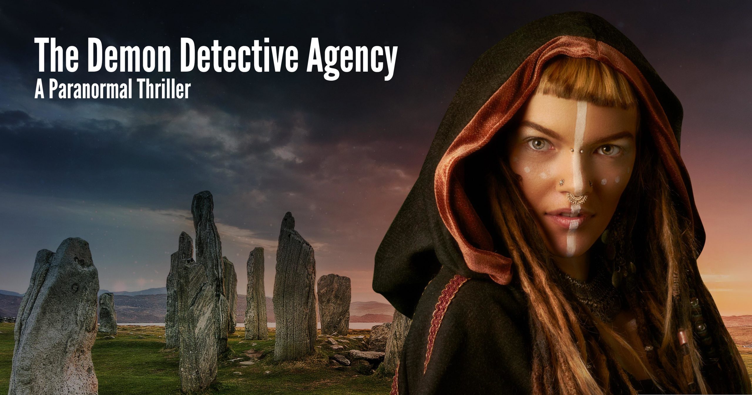 demon detective agency twitter banner displays a hooded woman