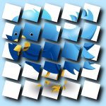 image of a blue bird (Twitter) breaking apart