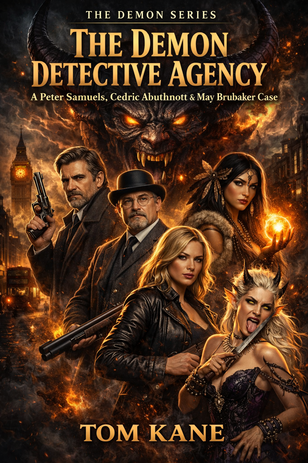 Cover of "The Demon Detective Agency" featuring four characters with a dark, supernatural theme.